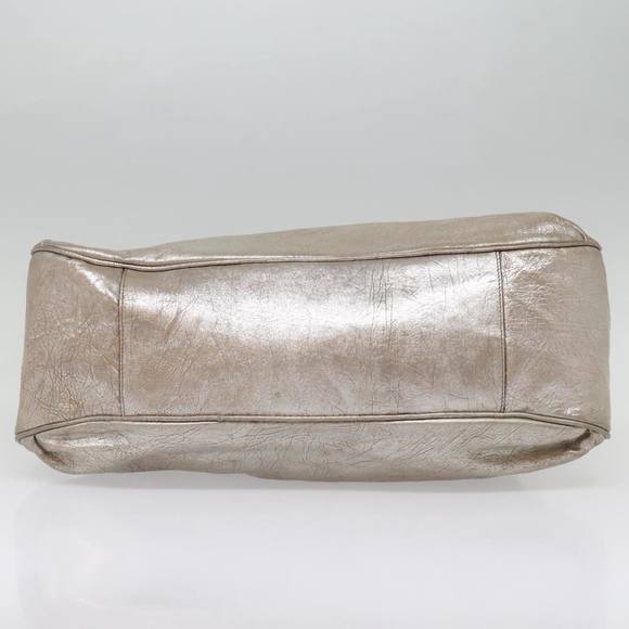 CELINE Hand Bag Leather 2way Silver Auth 91848 - Picture 9 of 16